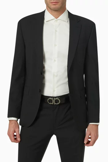 حزام بوجهين وإبزيم بحلية جانشيني جلد