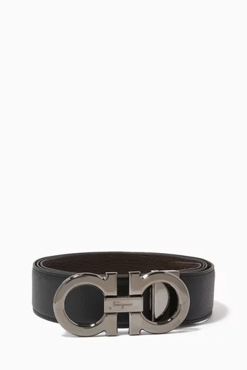 Gancini Buckle Reversible Belt in Calf Leather