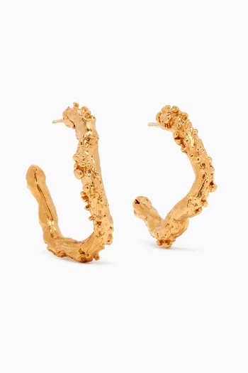 The Lunar Rocks Hoop Earrings in 24kt Gold-plated Bronze