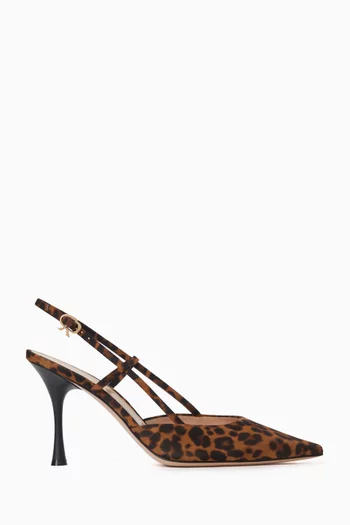 Ascent 85 Slingback Pumps in Leopard-printed Leather