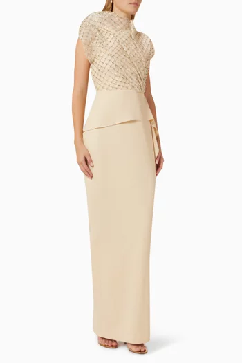 Dita Hand-beaded Gown in Crepe