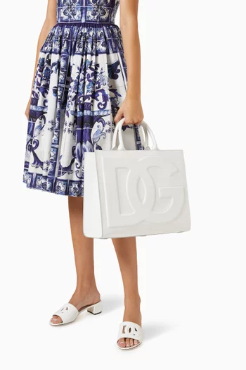 Medium DG Daily Shopper Tote Bag in Calfskin Leather