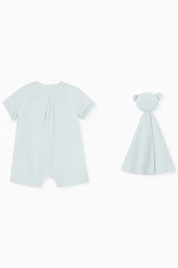 طقم رومبر وبطانية قطن جيرسيه بشعار الماركة