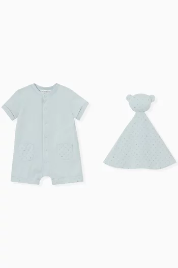 طقم رومبر وبطانية قطن جيرسيه بشعار الماركة