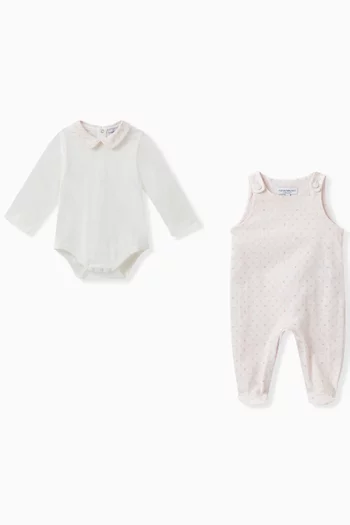 Logo Sleepsuit Set in Cotton