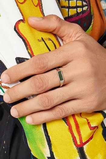 خاتم لينوكس رفيع بحجر يشب فضة إسترلينية