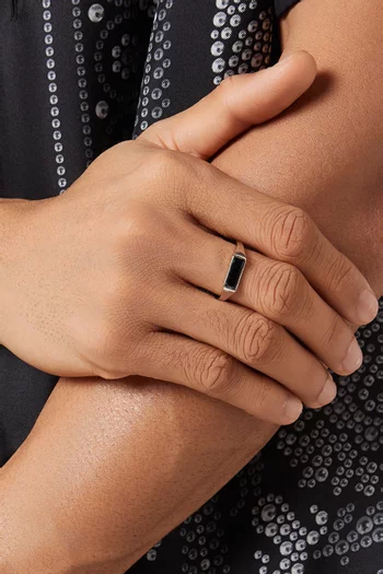 خاتم لينوكس رفيع مرصع بحجر عقيق فضة إسترلينية