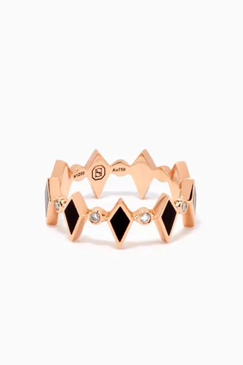 Mosaic Diamonds & Enamel Ring in 18kt Rose Gold