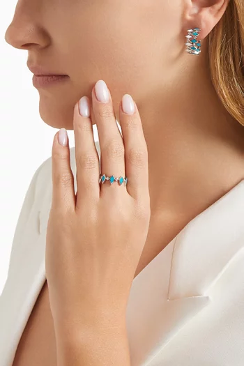 Mosaic Diamonds & Enamel Ring in 18kt White Gold