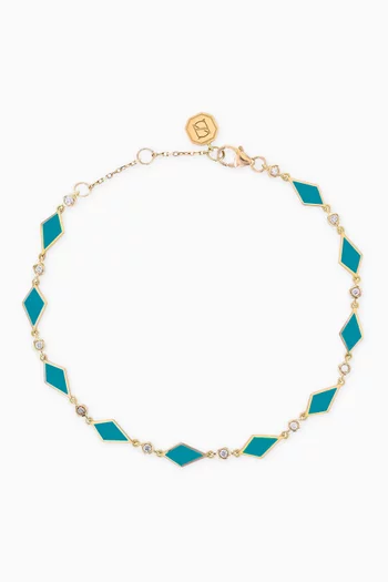 Mosaic Diamond & Enamel Bracelet in 18kt Rose Gold