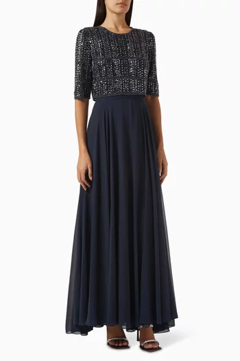 Bead-embellished Gown in Chiffon