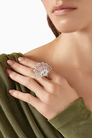 Fanfare Mother-of-Pearl & Diamond Ring in 18kt White Gold