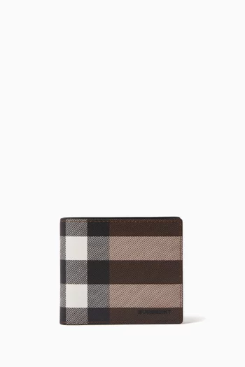 Bifold Wallet in Exaggerated Check E-canvas & Leather