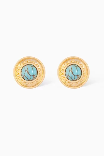 Rediscovered 1980s Turquoise Clip-on Stud Earrings