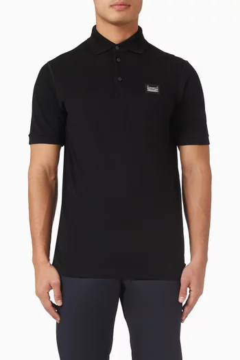 Logo Plaque Polo Shirt in Cotton