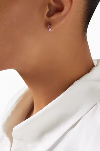 أقراط كوين مرصعة بياقوت سيلاني وردي من ذهب وردي عيار ‏18‏