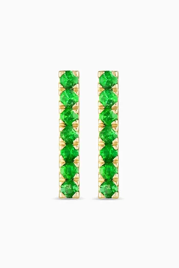 Colombian Emerald Bar Earrings in 18kt Gold