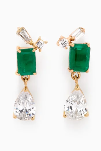 Emerald & Topaz Drop Earrings in 18kt Gold