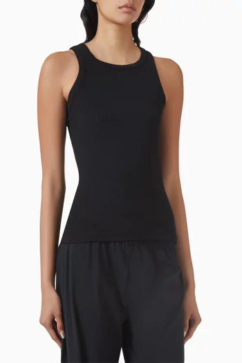 تي شيرت كيكي بلا أكمام بنسيج مضلع تينسيل مطاطي