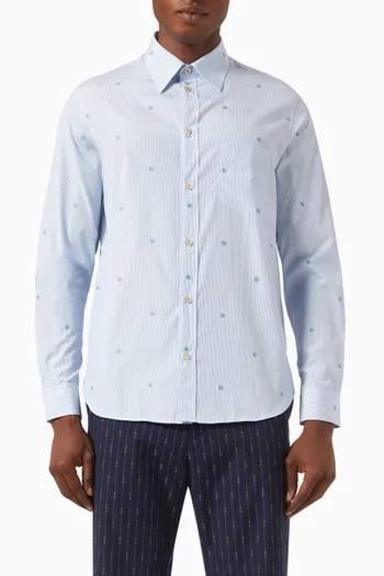 Double-G Striped Shirt in Cotton-poplin