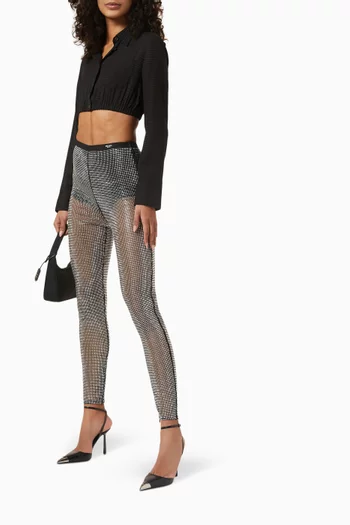 Rhinestone-embellished Pants in Nylon