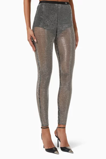 Rhinestone-embellished Pants in Nylon