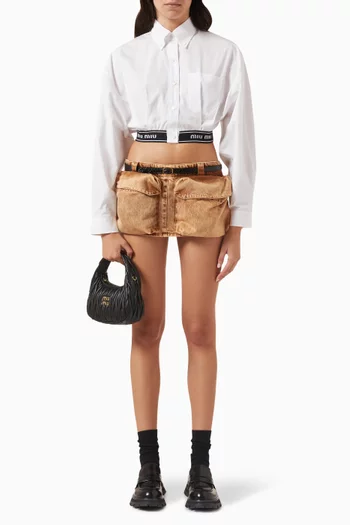 Logo Mini Skirt in Marbleised-denim