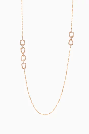 Links Diamond Long Necklace in 18kt Rose Gold