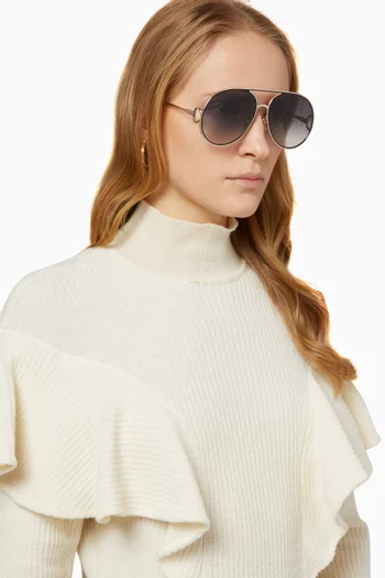 Austine Aviator Sunglasses in Metal