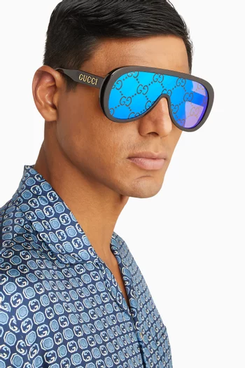 Injection Logo Framed Sunglasses in Acetate