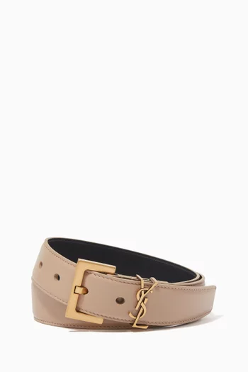 Cassandre Square Buckle Belt in Leather