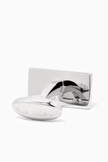 Signature Rectangular Cufflinks in Metal