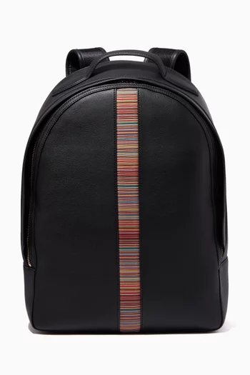 Striped Backpack in Faux Leather
