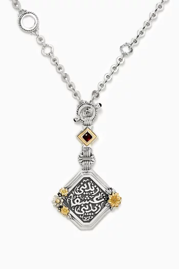 Garnet Layered Dangle Necklace in 18kt Gold & Sterling Silver