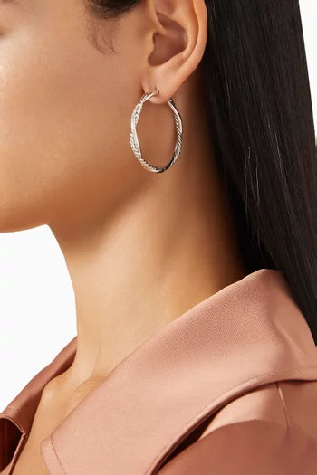 Petite Infinity Hoop Earrings with Pavé Diamonds in Sterling Silver