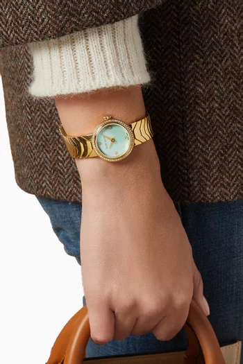 Idylle Swiss Diamond Mini Yellow Gold-plated Stainless Steel Watch, 27mm