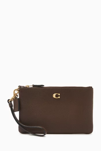 Small Wristlet Pouch in Leather