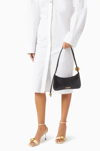 Le Bisou Perle  Zip Shoulder Bag in  Leather