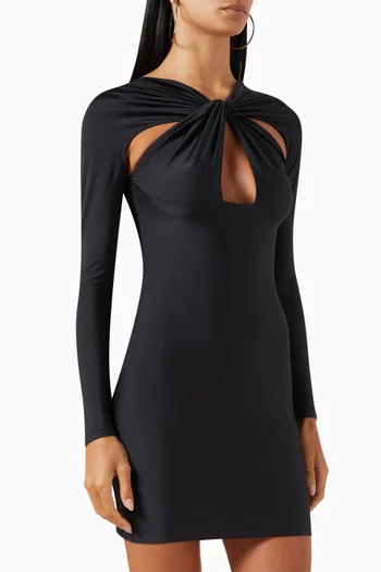Twisted Cut-out Mini Dress in Stretch Jersey