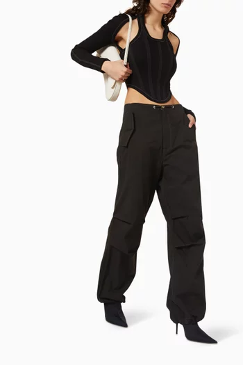 Toggle Parachute Pants in Organic Cotton-blend Twill