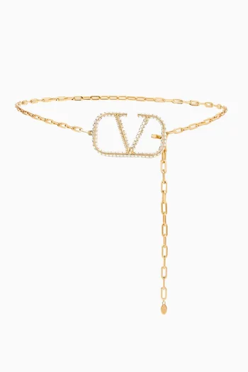 حزام فالنتينو غارافاني بتصميم سلسلة بحلية شعار V معدن