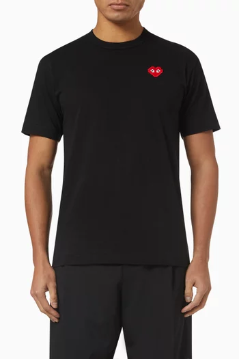x Invader Pixel Heart Embroidered T-shirt in Cotton