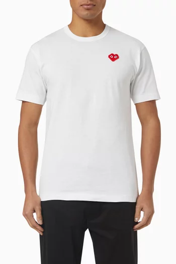 x Invader Pixel Heart Embroidered T-shirt in Cotton