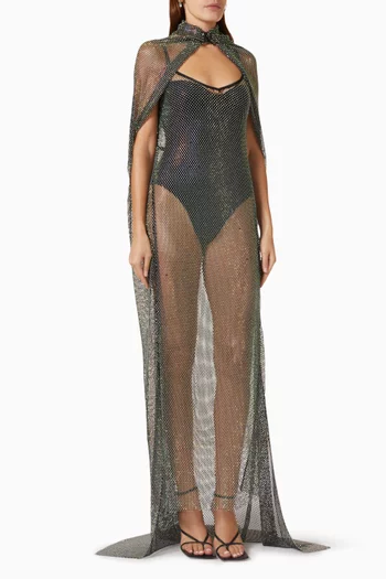 Amara Maxi Dress in Crystal-mesh