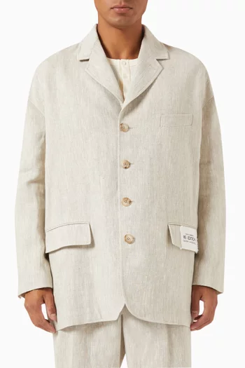 Single-breasted Blazer in Cotton and Linen