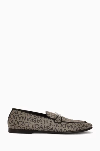 Logo Loafers in Jacquard & Leather
