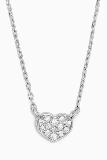 Mini Pavé Diamond Heart Pendant Necklace in 14kt White Gold