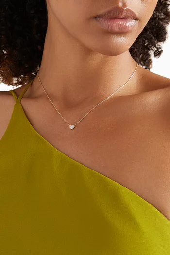 Mini Pavé Diamond Heart Pendant Necklace in 14kt Gold