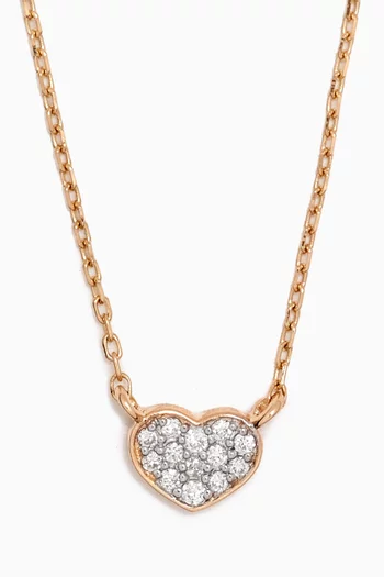Mini Pavé Diamond Heart Pendant Necklace in 14kt Gold