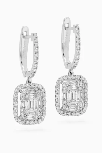 Double Frame Mystery Set Diamond Huggies in 14kt White Gold